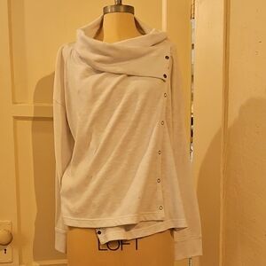 Eddie Bauer Cream Cowl Neck Sweater with Button Details